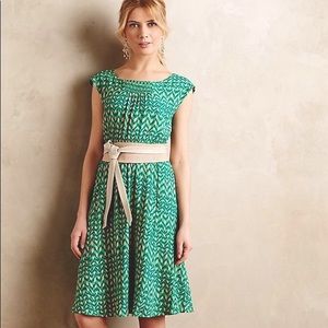 Maeve Anthropologie Evelina Smocked Green Dress